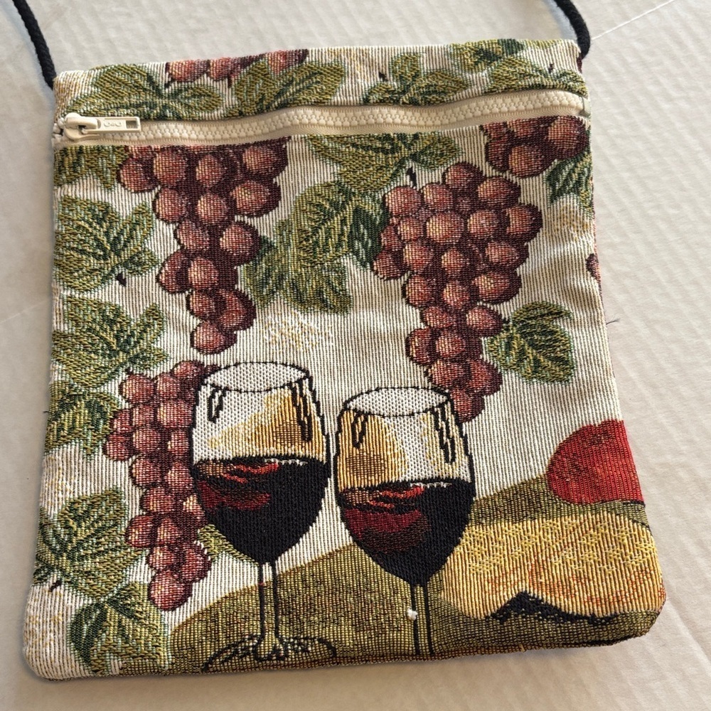 MULTICOLORED WINE THEME CROSSBODY BAG ELEGANT EMBROIDERED UNIQUE AND FABULOUS